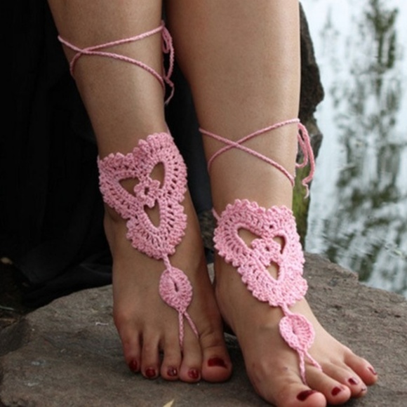 Shoes - PAIR Pale Pink Barefoot Anklet Sandals